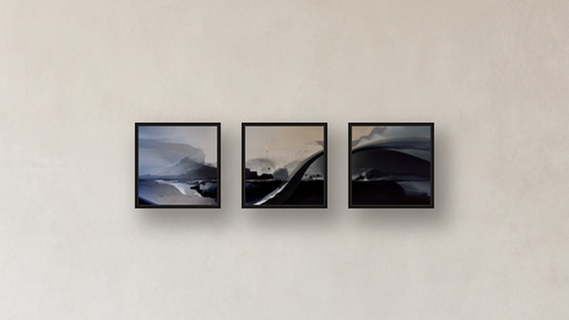 Diffusion Three-Square Display — FRAMED PAPER BLACK 12x12