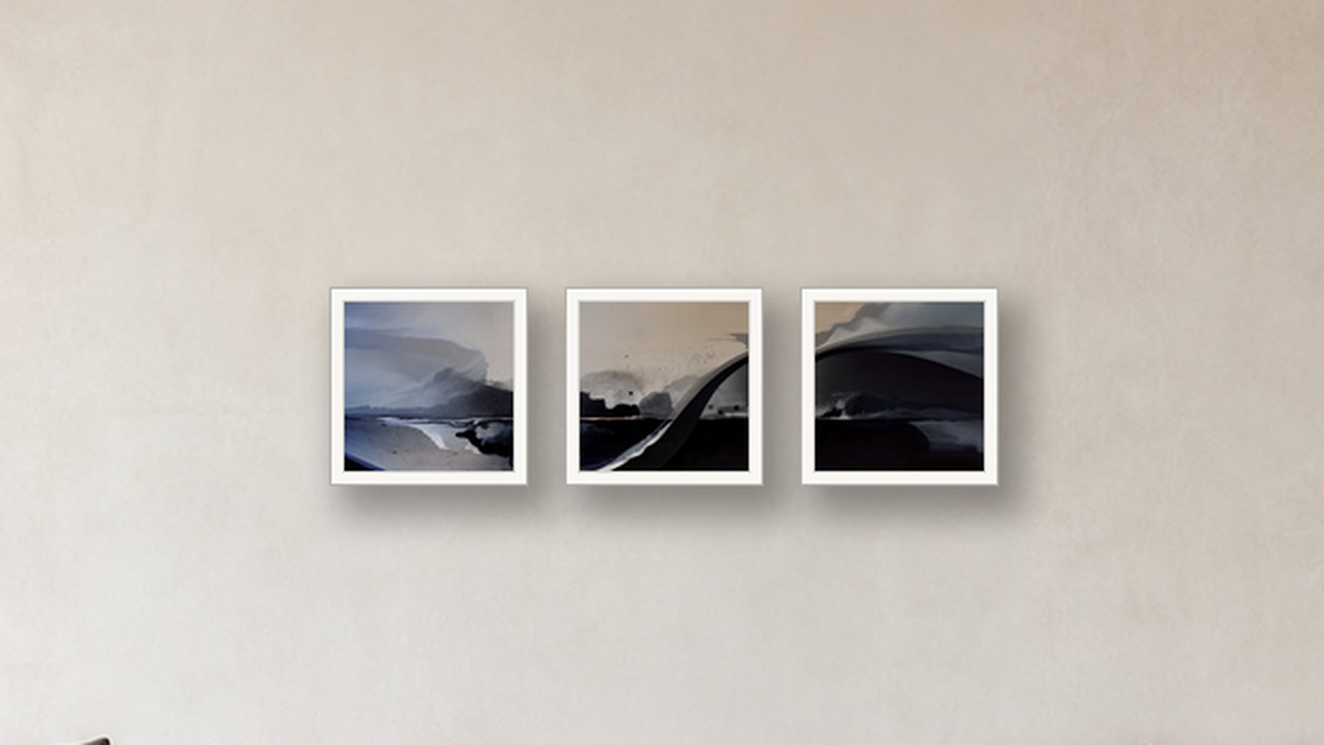 Diffusion Three-Square Display — FRAMED PAPER WHITE 16x16