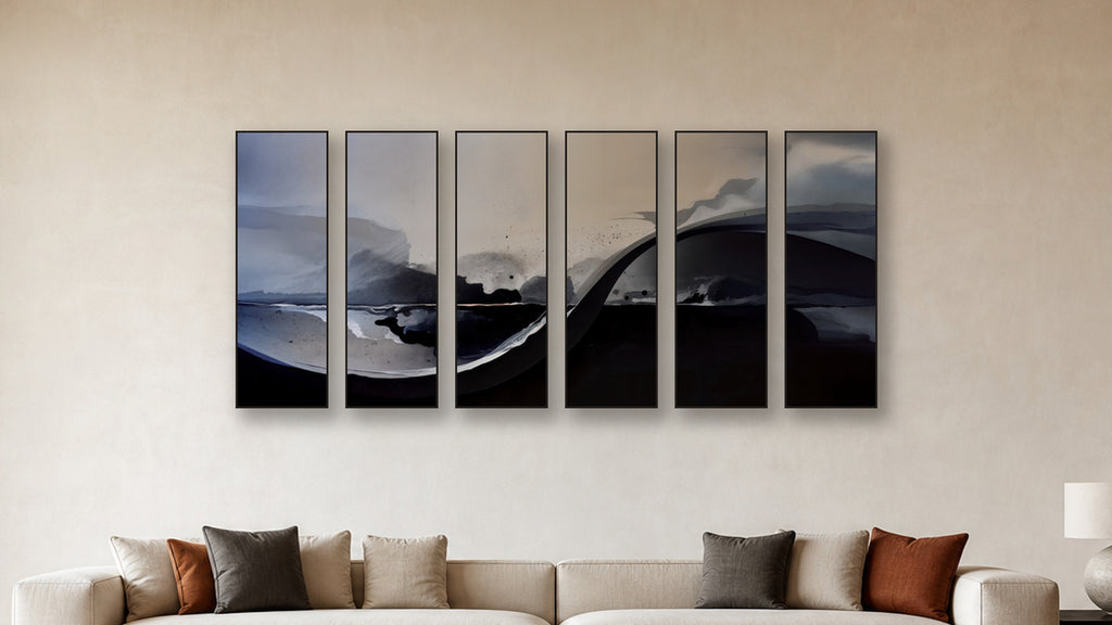 Diffusion HEXAD 16x48 accurately scaled living-room mockup