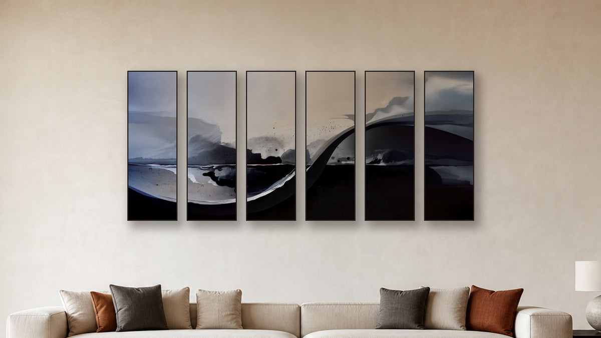 Diffusion HEXAD 16x48 accurately scaled living-room mockup