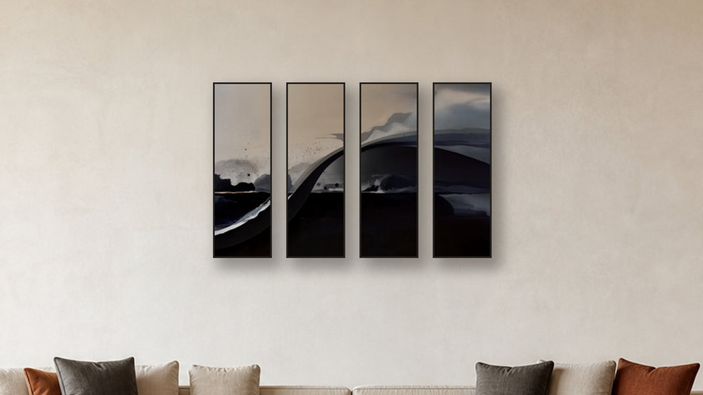 Diffusion TETRAD 12x36 accurately scaled living-room mockup