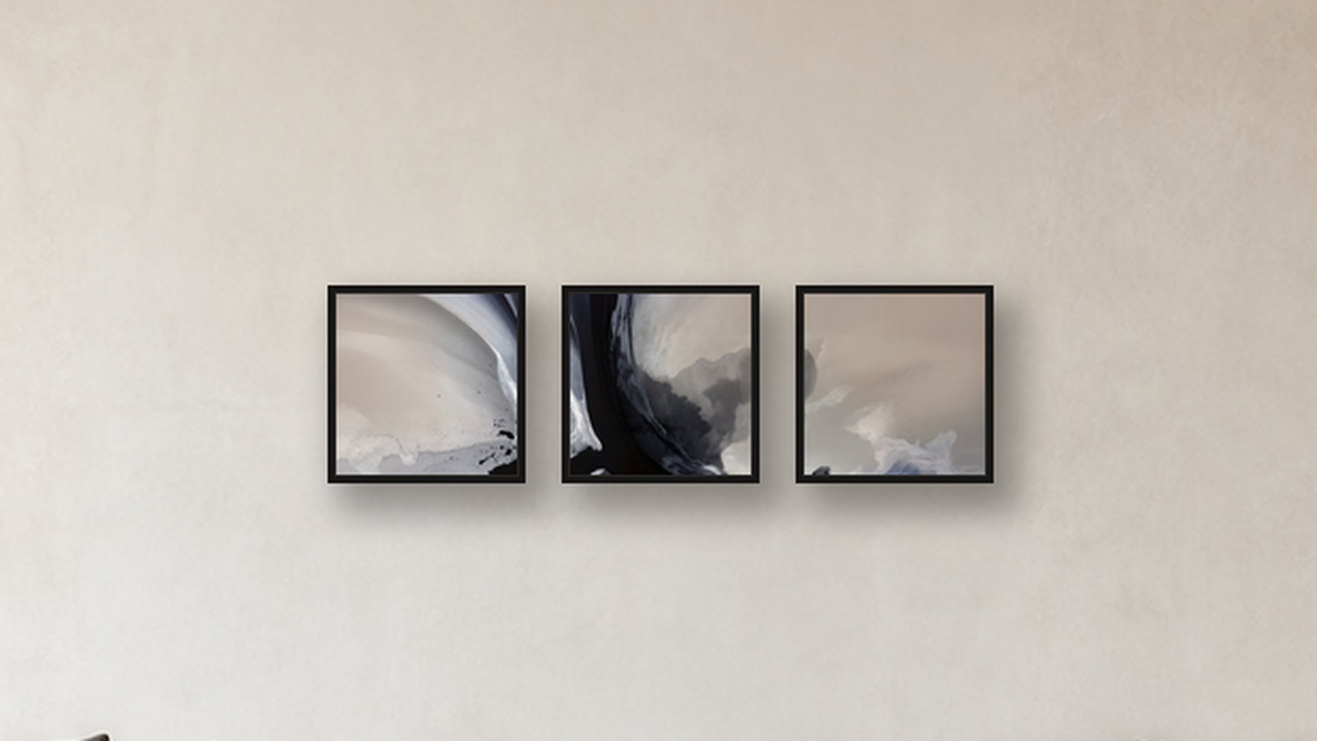 Fusion Three-Square Display — FRAMED CANVAS BLACK 16x16