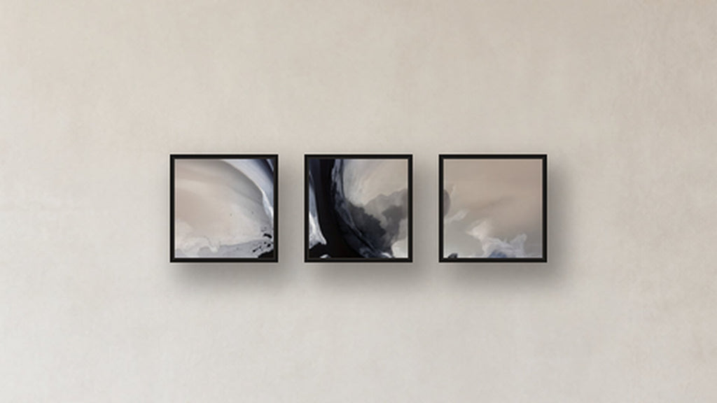 Fusion Three-Square Display — FRAMED PAPER BLACK 12x12