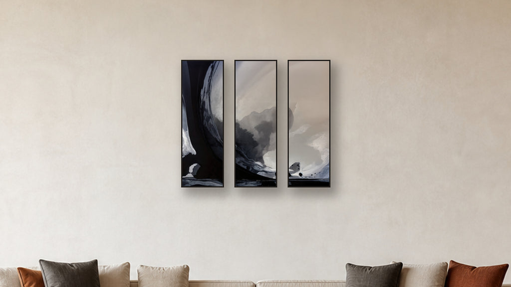 Fusion TRIPTYCH 12x36 accurately scaled living-room mockup