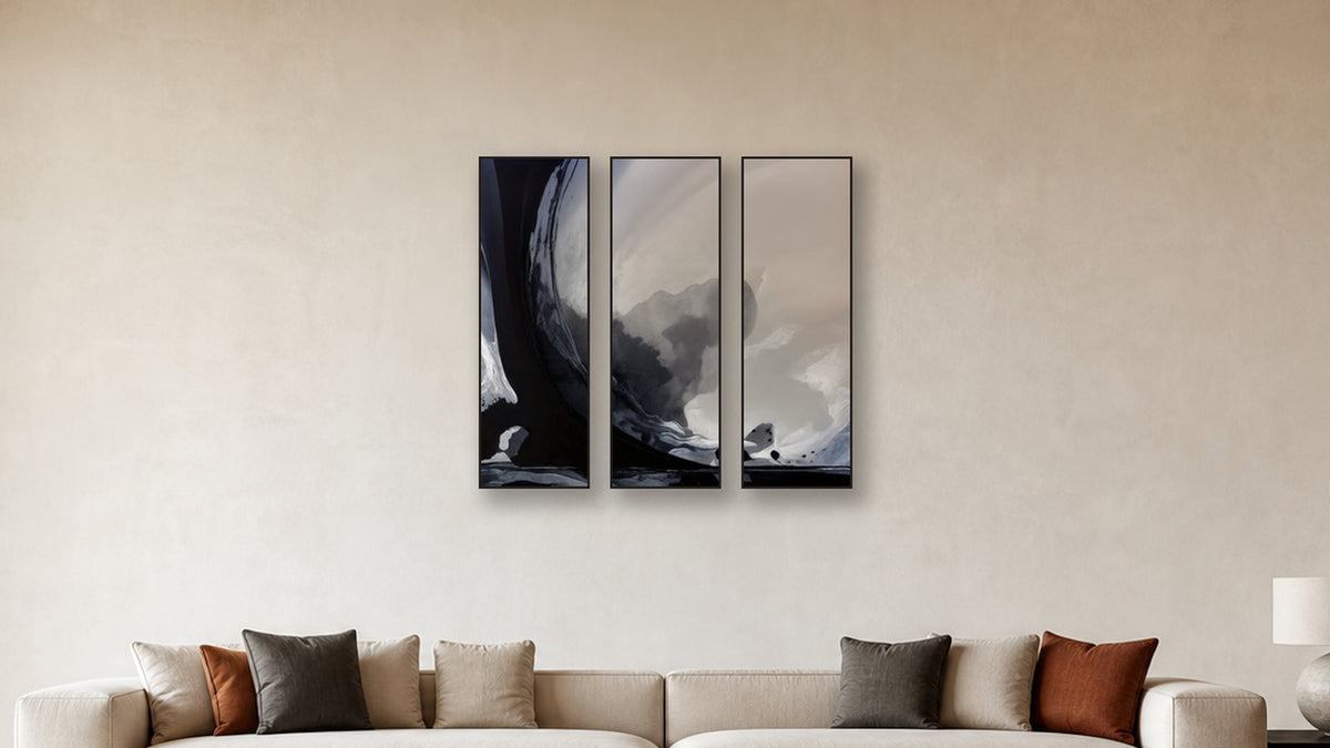Fusion TRIPTYCH 16x48 accurately scaled living-room mockup