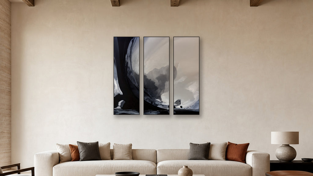 Fusion TRIPTYCH 20x60 accurately scaled living-room mockup