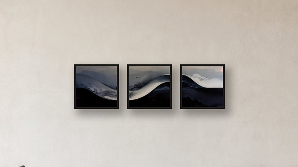 Gradient Three-Square Display — FRAMED CANVAS BLACK 16x16