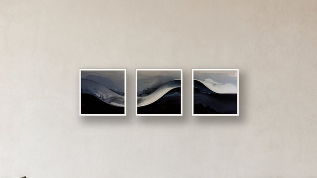 Gradient Three-Square Display — FRAMED CANVAS WHITE 16x16