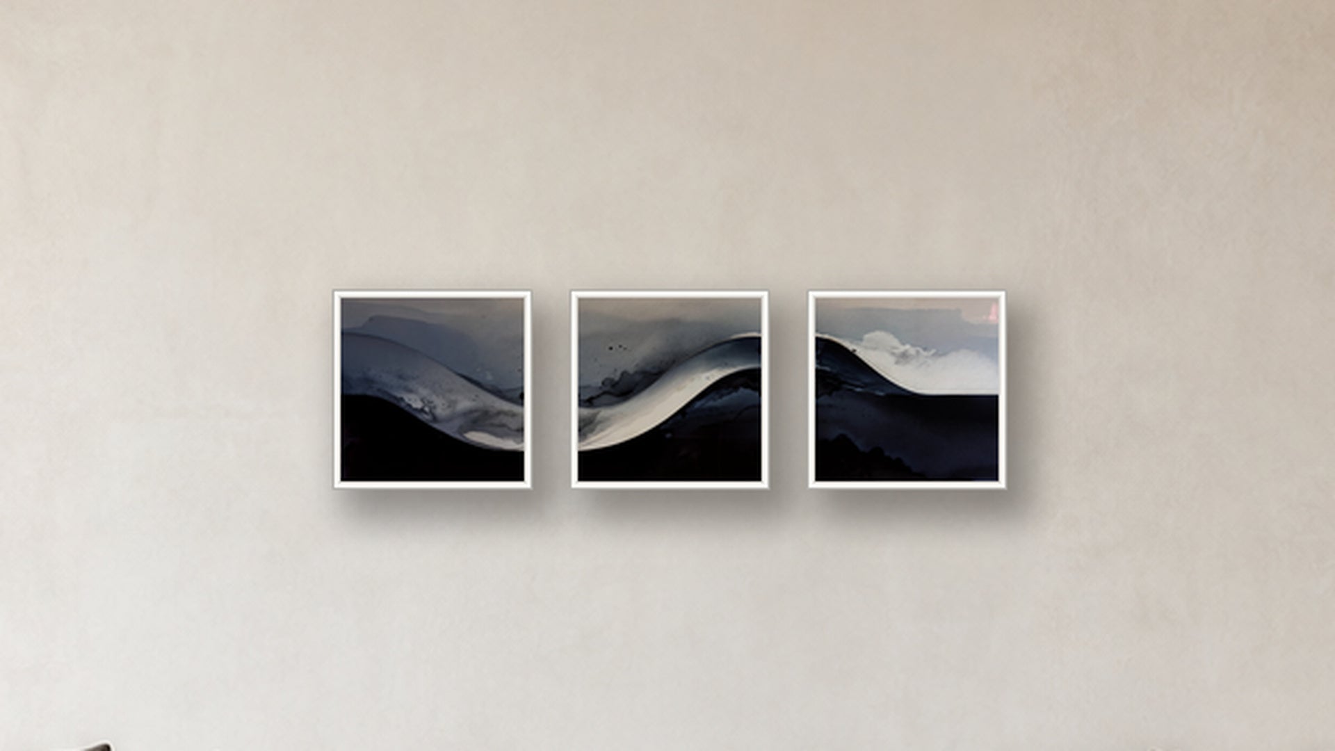 Gradient Three-Square Display — FRAMED CANVAS WHITE 16x16