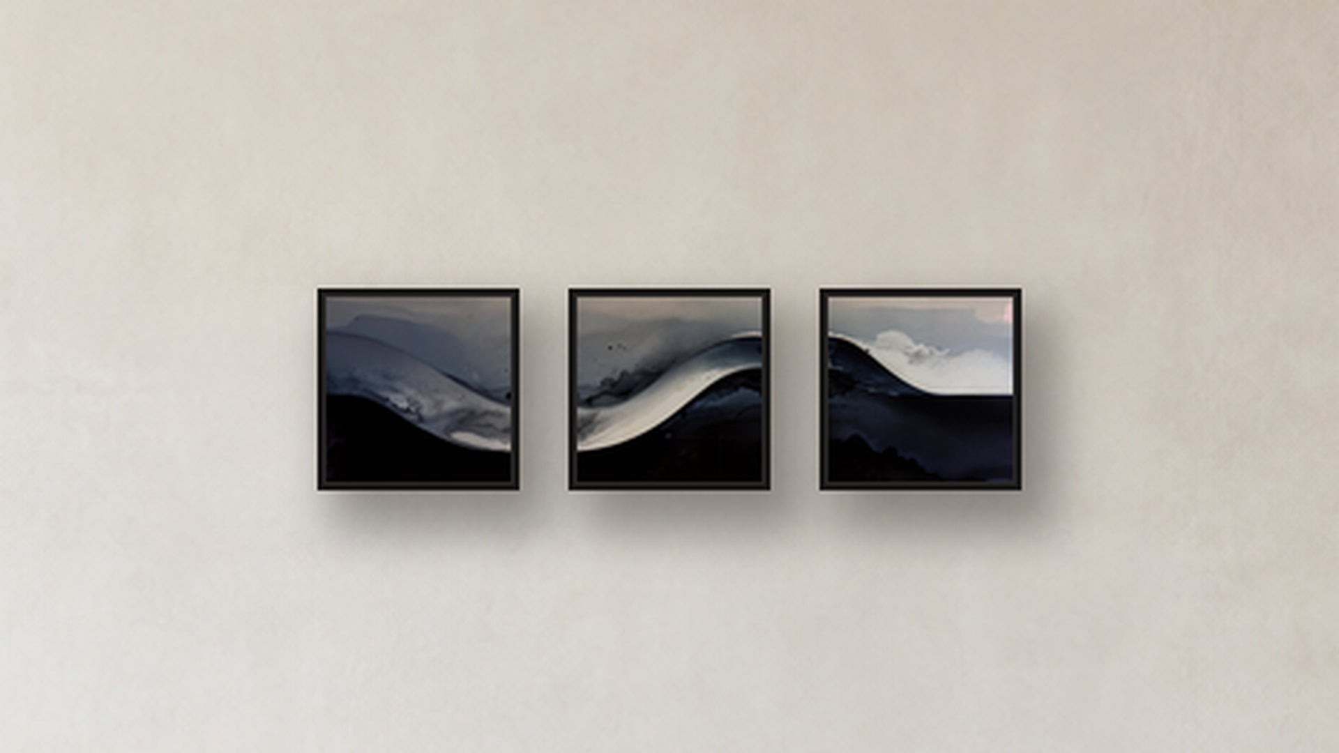 Gradient Three-Square Display — FRAMED PAPER BLACK 12x12