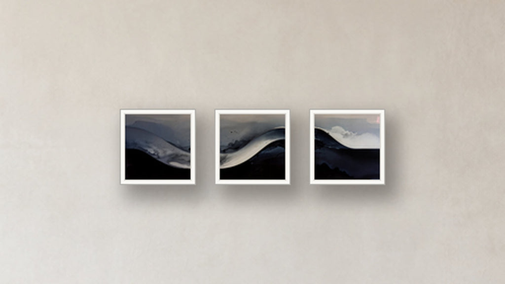 Gradient Three-Square Display — FRAMED PAPER WHITE 12x12