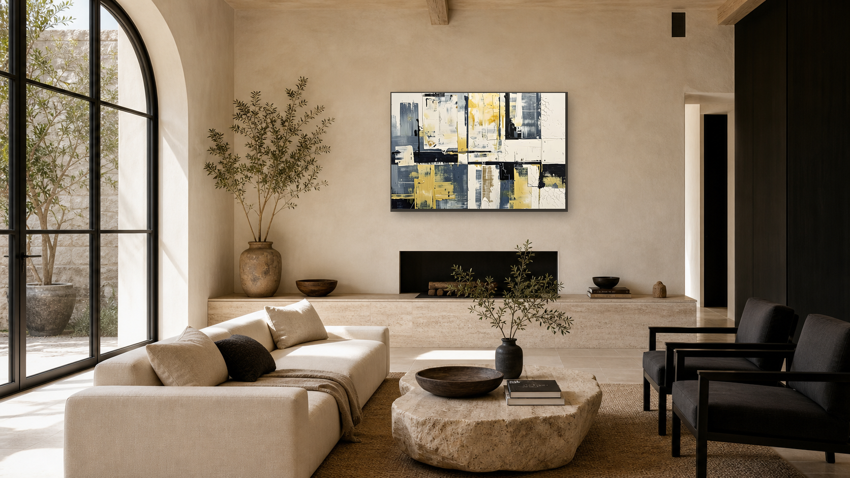 NIN artwork displayed in a refined interior
