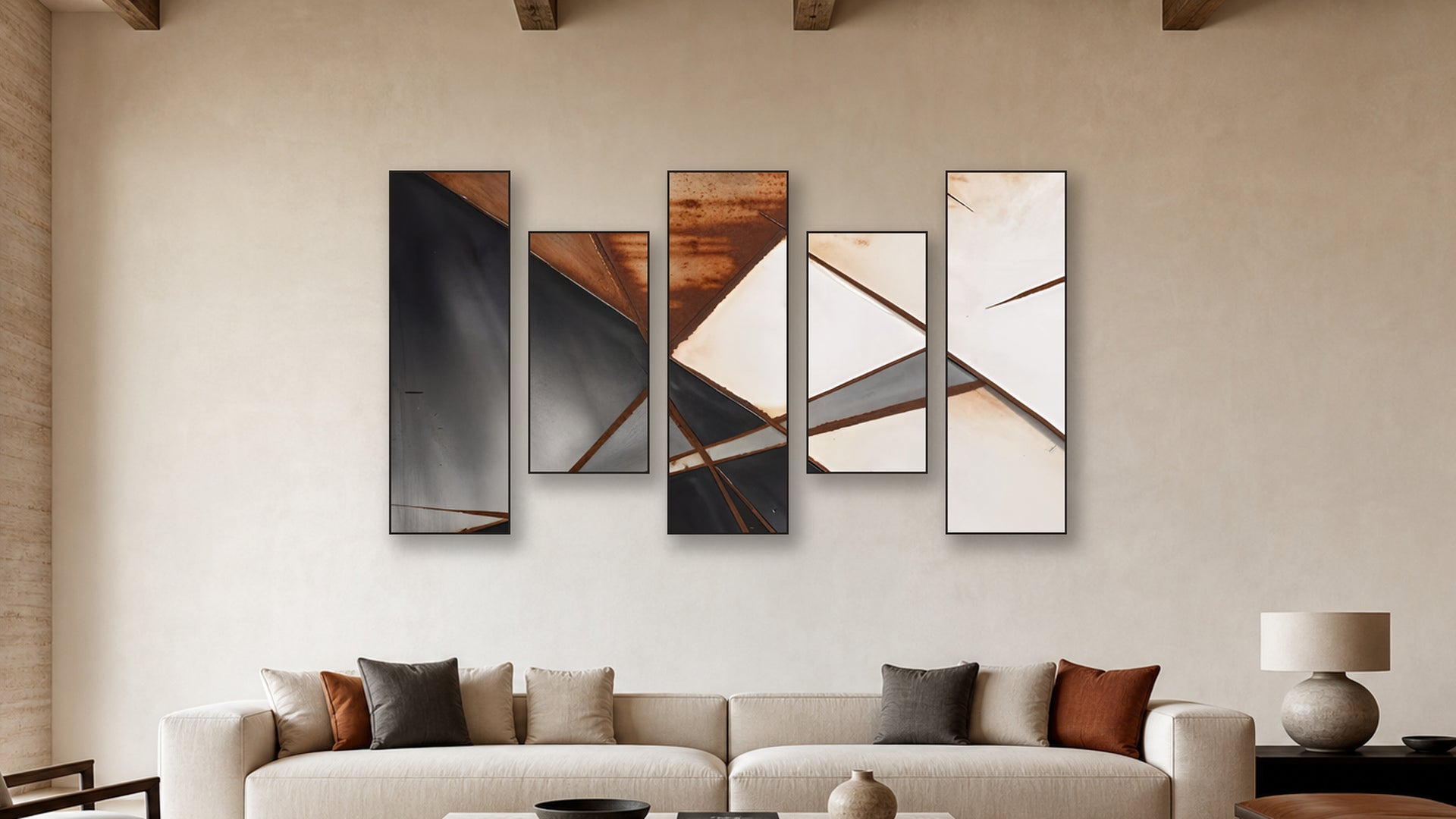 SLOPE Peak largest five-panel display in a living room, accurately scaled