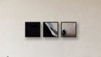 Nucleation Three-Square Display — FRAMED CANVAS BLACK 16x16