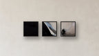 Nucleation Three-Square Display — FRAMED PAPER BLACK 12x12