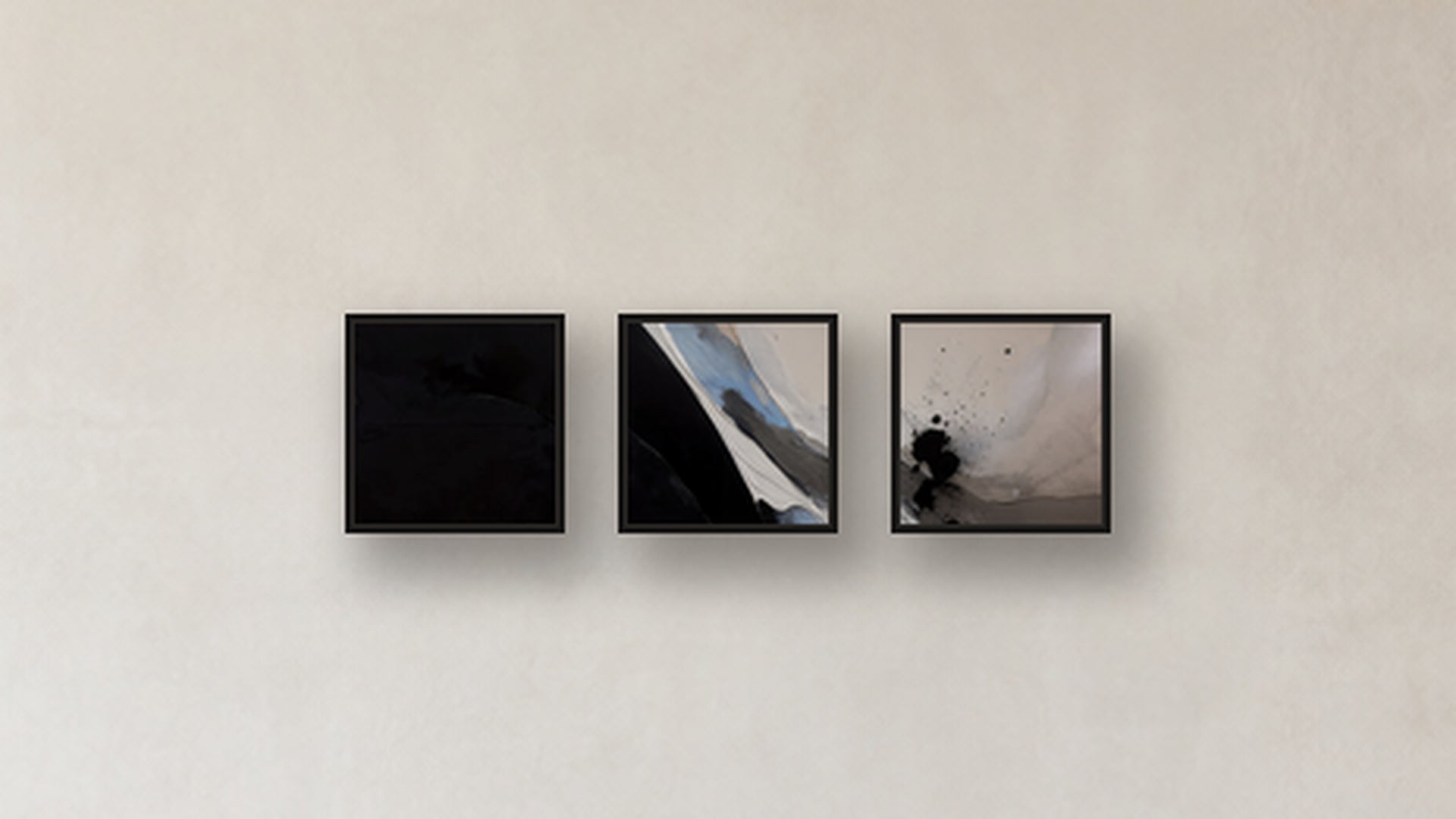 Nucleation Three-Square Display — FRAMED PAPER BLACK 12x12