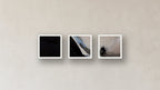 Nucleation Three-Square Display — FRAMED PAPER WHITE 12x12