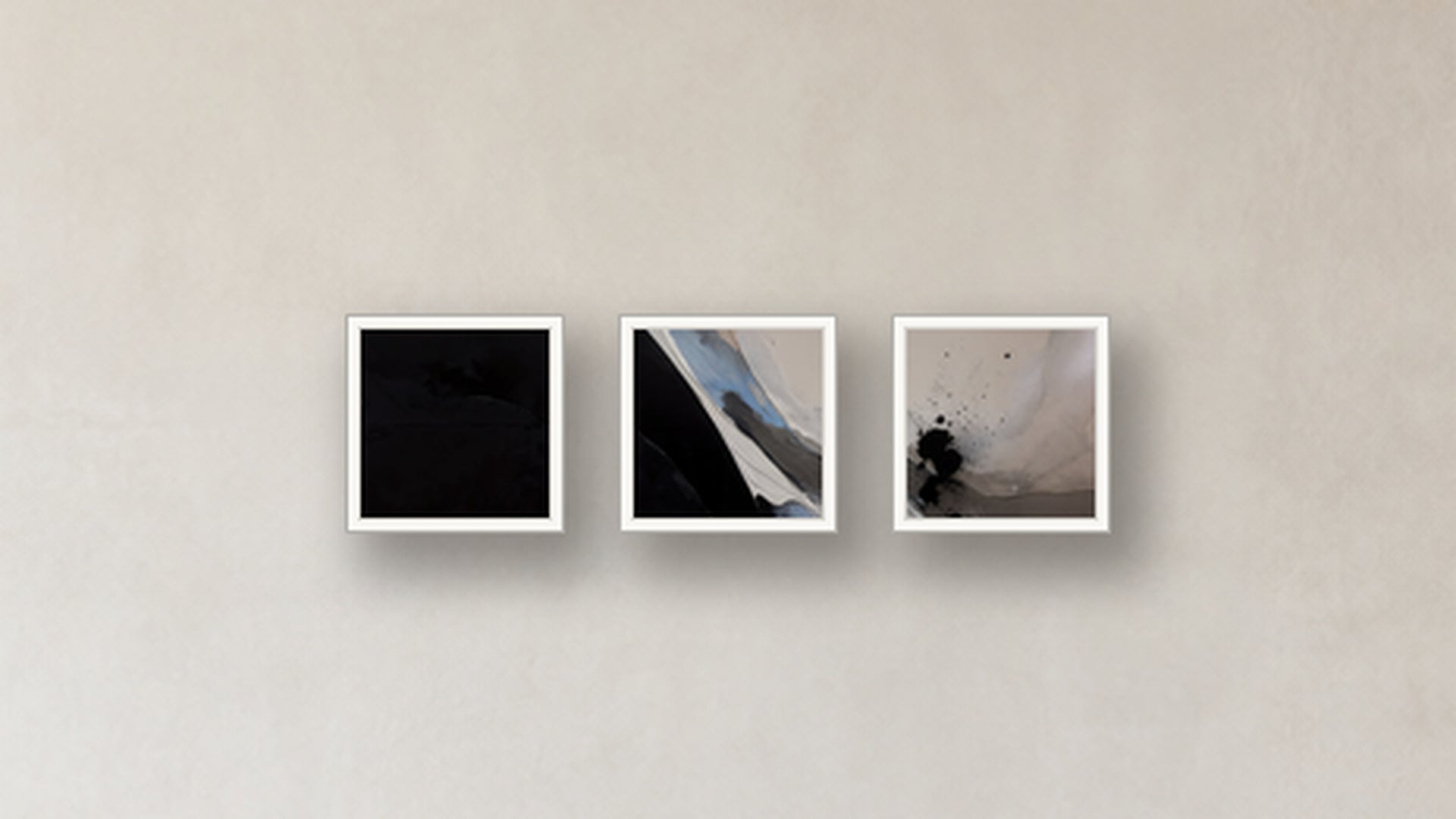 Nucleation Three-Square Display — FRAMED PAPER WHITE 12x12