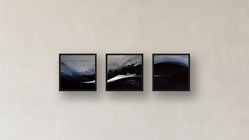 Oxidation Three-Square Display — FRAMED PAPER BLACK 12x12