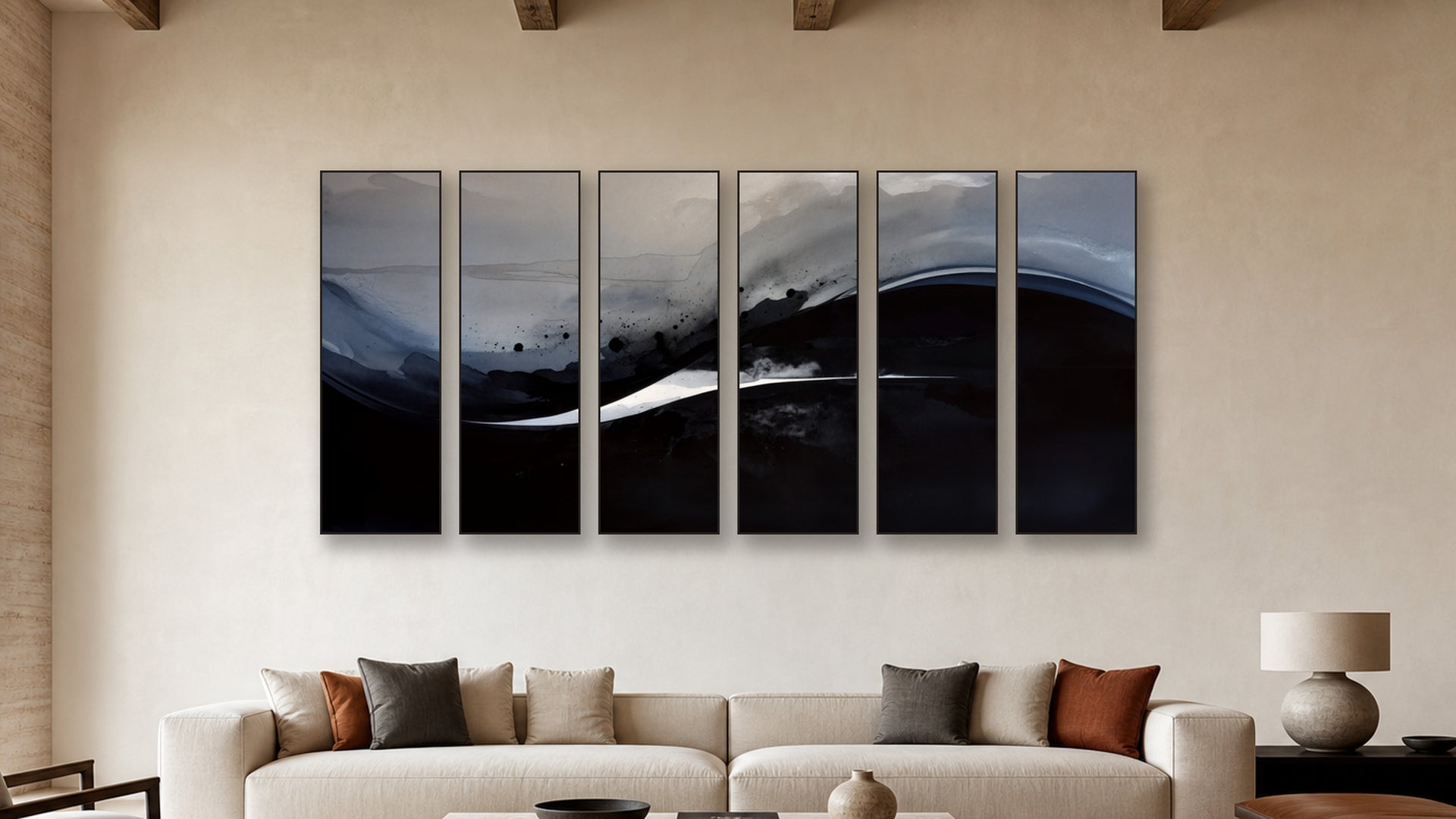 Oxidation HEXAD 20x60 accurately scaled living-room mockup