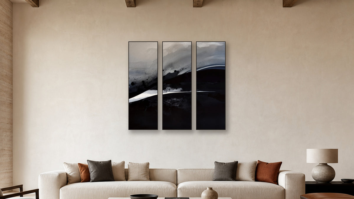 Oxidation TRIPTYCH 20x60 accurately scaled living-room mockup