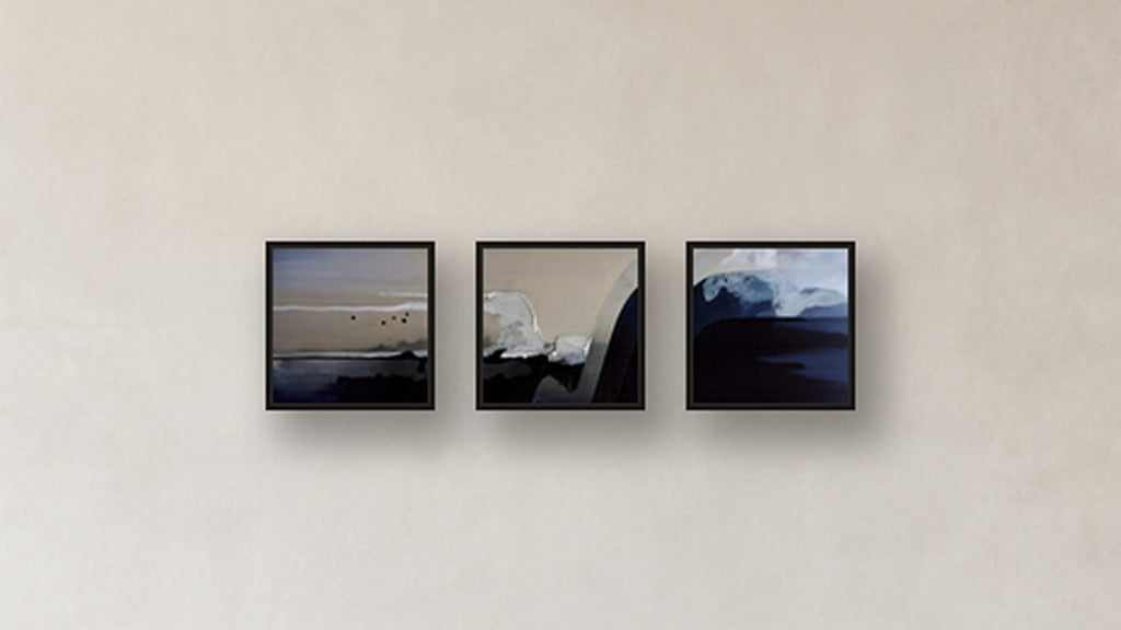 Passivation Three-Square Display — FRAMED PAPER BLACK 12x12
