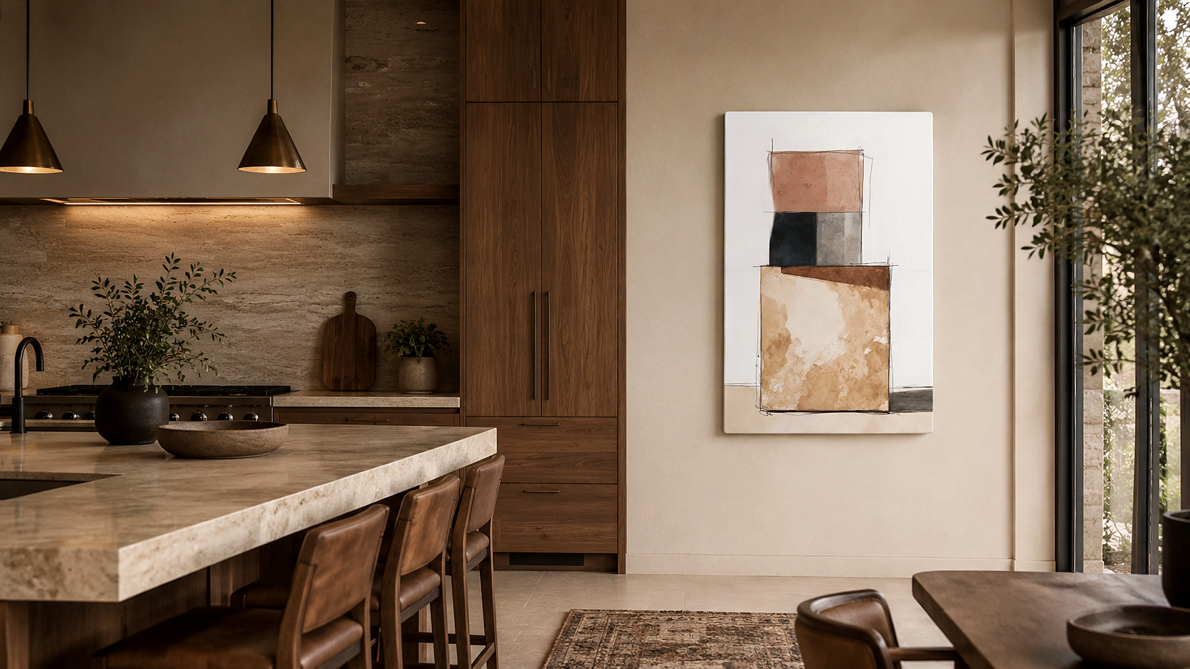 Aggregate shown in a distinct architectural interior setting
