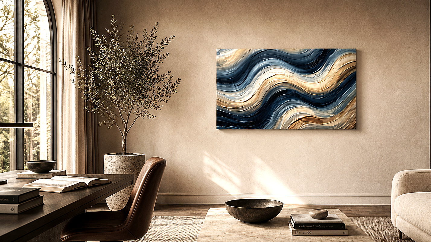 Artwork shown in an interior setting