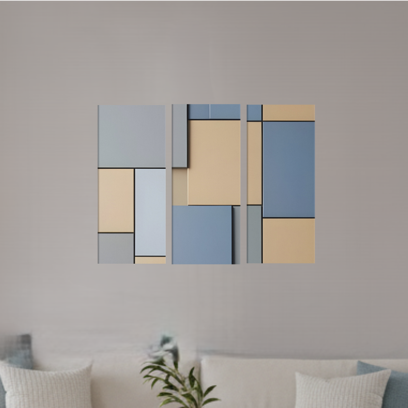 Agate bundle triptych 1 3-panel profile shown in product view in 12 x 36 inch large size