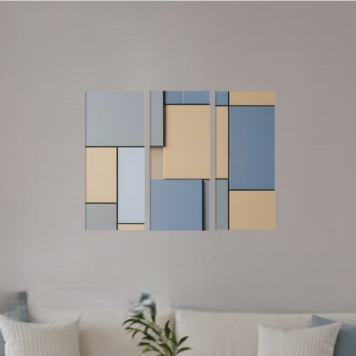 Agate bundle triptych 1 3-panel profile shown in product view in 12 x 36 inch large size