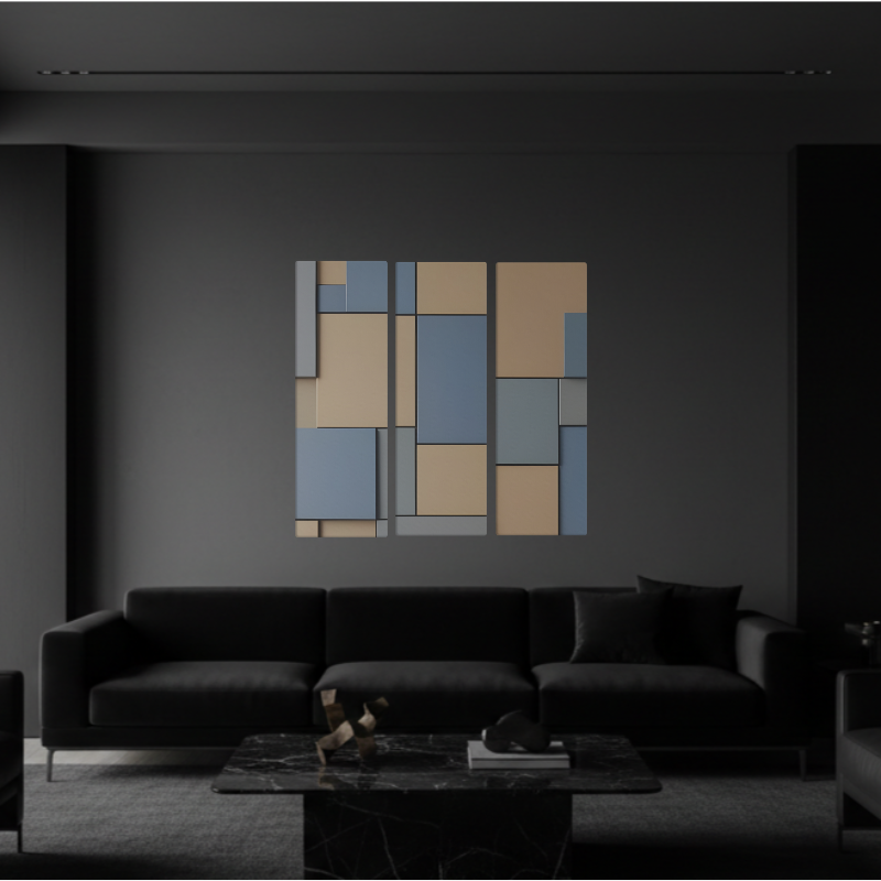 Agate wall art product image as a bundle triptych 2 3-panel profile in 16 x 48 inch statement piece
