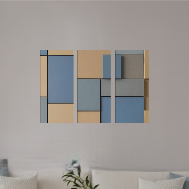 Agate bundle triptych 3 3-panel profile shown in product view in 12 x 36 inch large size