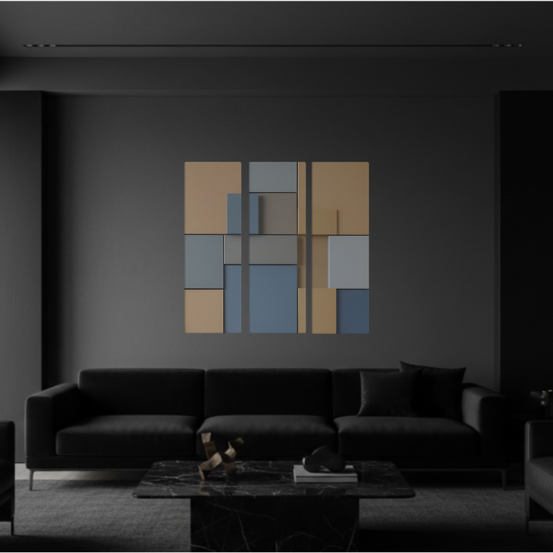 Agate bundle triptych 4 3-panel profile shown in product view in 12 x 36 inch large size