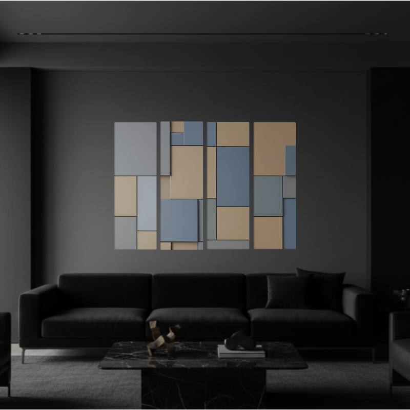 Agate wall art product image as a bundle tetrad 1 4-panel profile in 16 x 48 inch statement piece