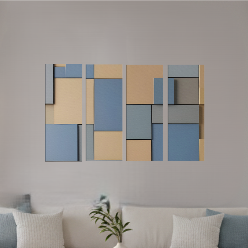 Agate wall art product image as a bundle tetrad 2 4-panel profile in 16 x 48 inch statement piece