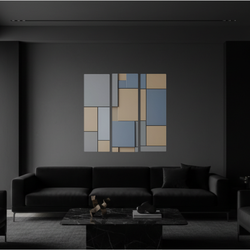 Agate wall art product image as a bundle triptych 1 3-panel profile in 16 x 48 inch statement piece
