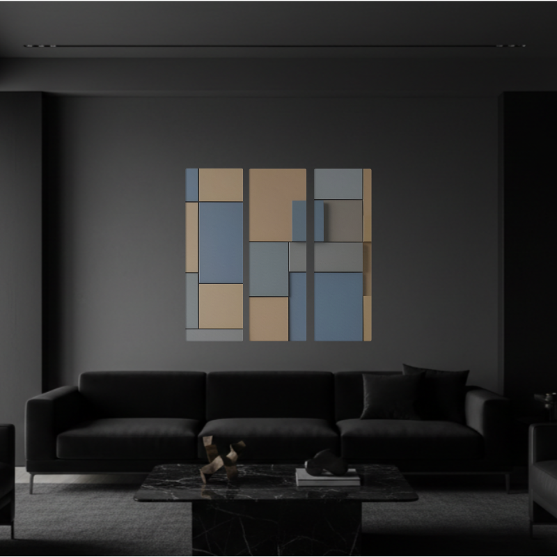 Agate wall art product image as a bundle triptych 3 3-panel profile in 16 x 48 inch statement piece