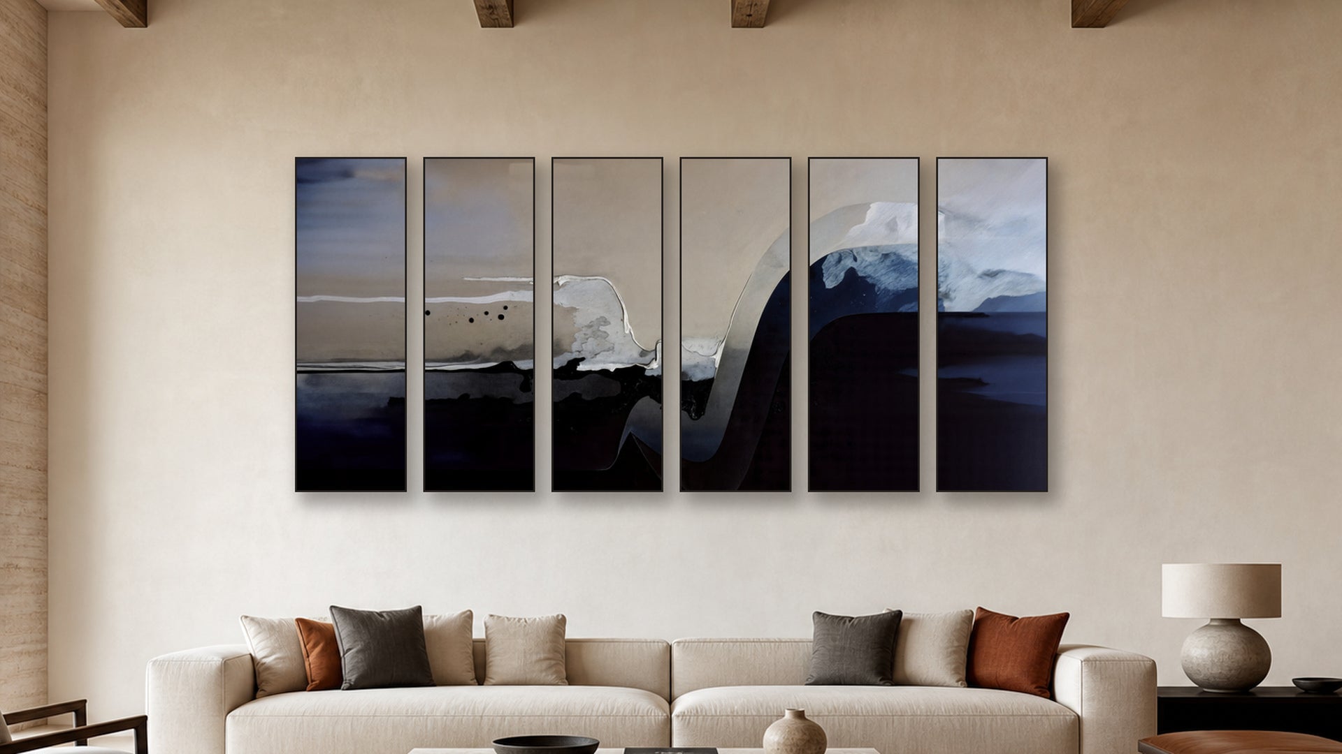 Passivation HEXAD 20x60 accurately scaled living-room mockup