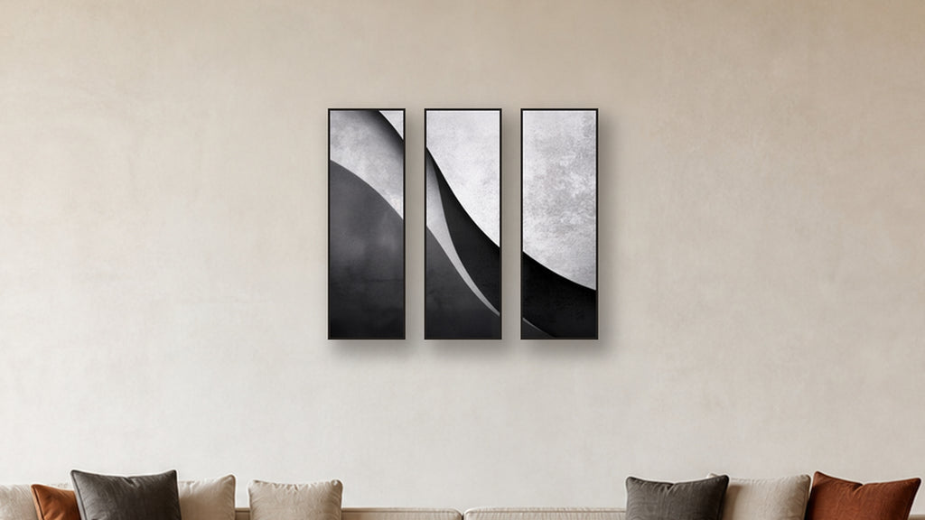 Polar TRIPTYCH 12x36 accurately scaled living-room mockup