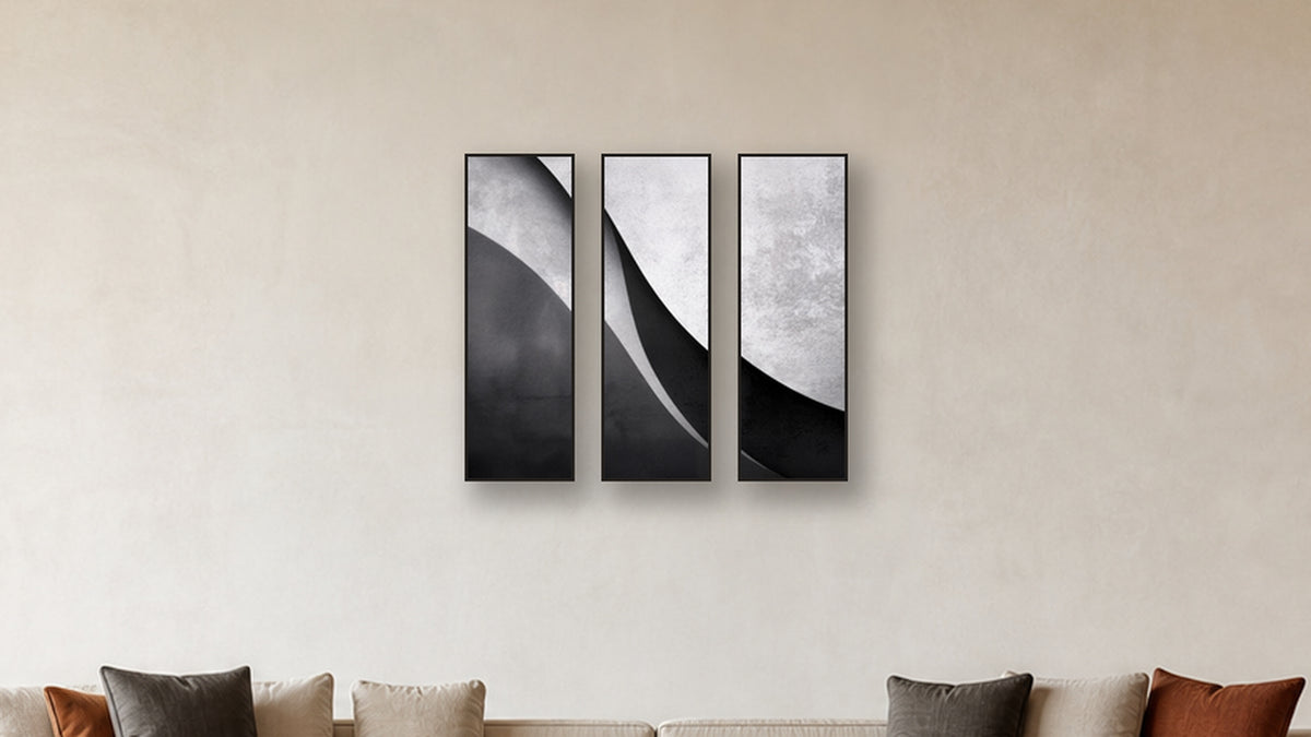 Polar TRIPTYCH 12x36 accurately scaled living-room mockup
