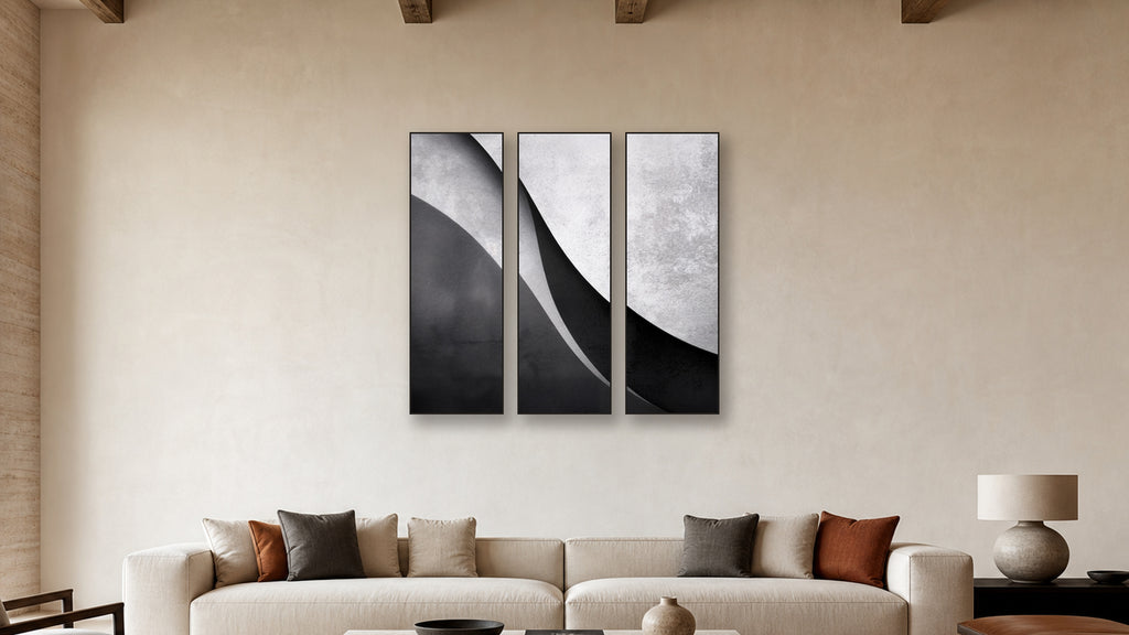 Polar TRIPTYCH 20x60 accurately scaled living-room mockup