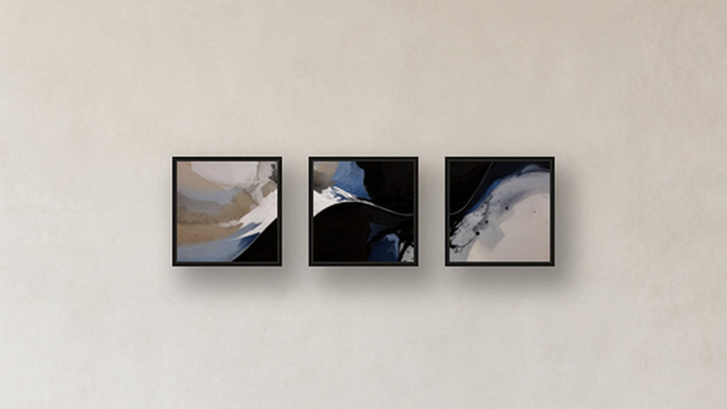 Reduction Three-Square Display — FRAMED PAPER BLACK 12x12