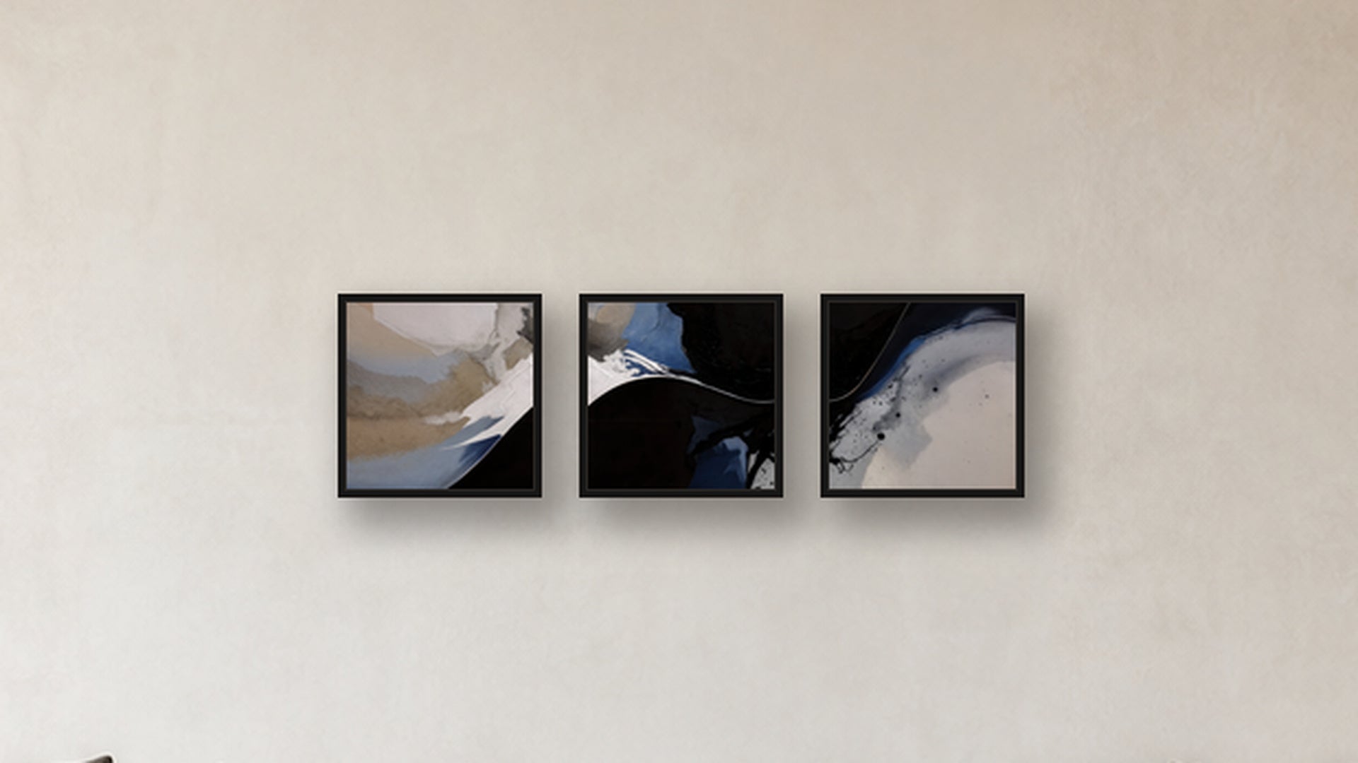 Reduction Three-Square Display — FRAMED PAPER BLACK 16x16
