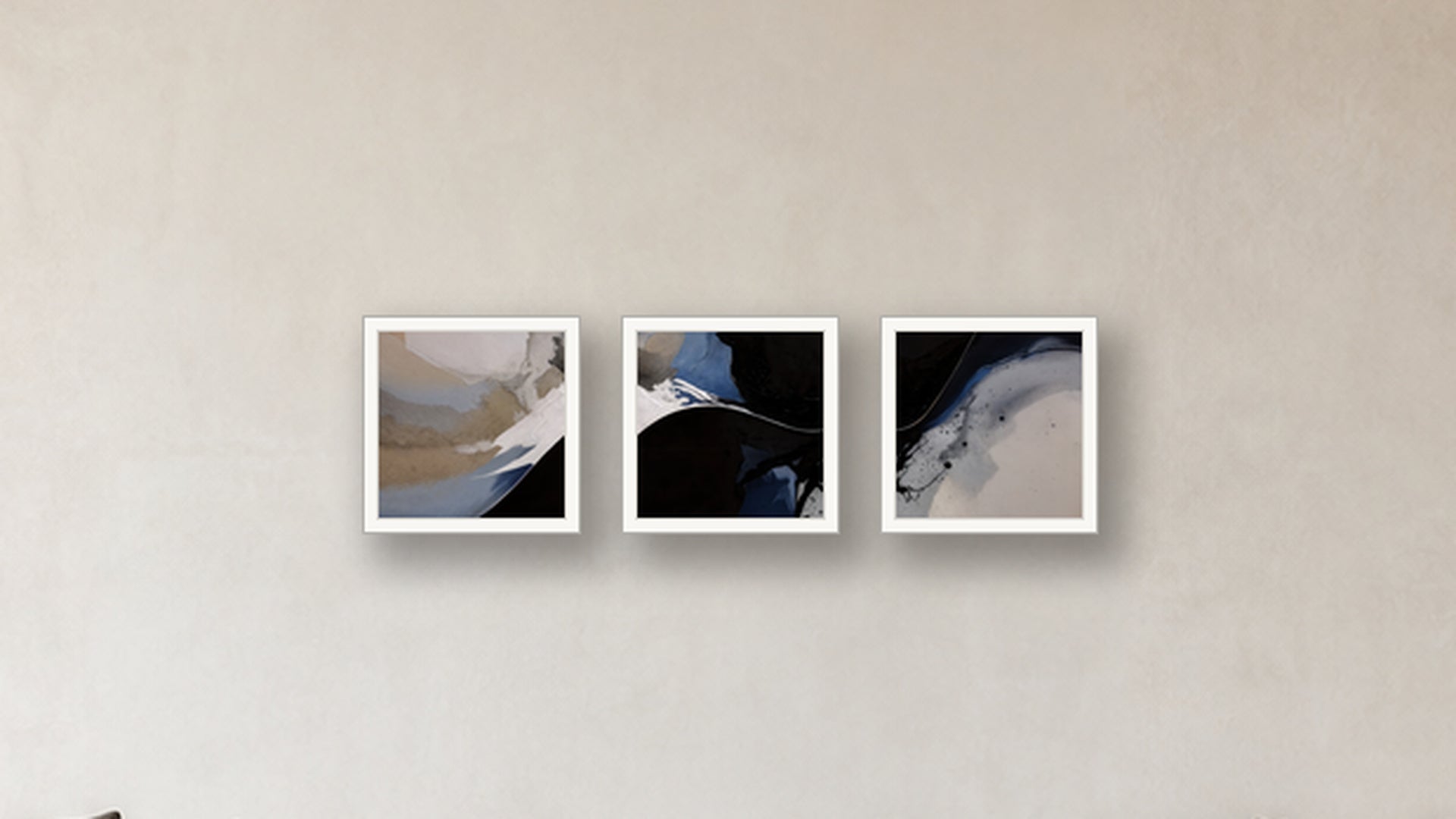 Reduction Three-Square Display — FRAMED PAPER WHITE 16x16