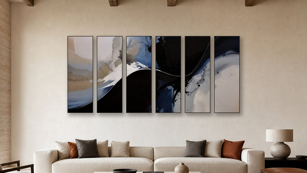 Reduction HEXAD 20x60 accurately scaled living-room mockup