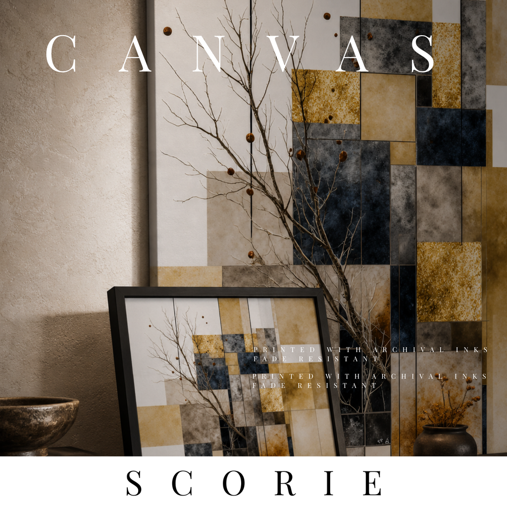 Scorie canvas print shown in product view in 10 x 20 inch universal size