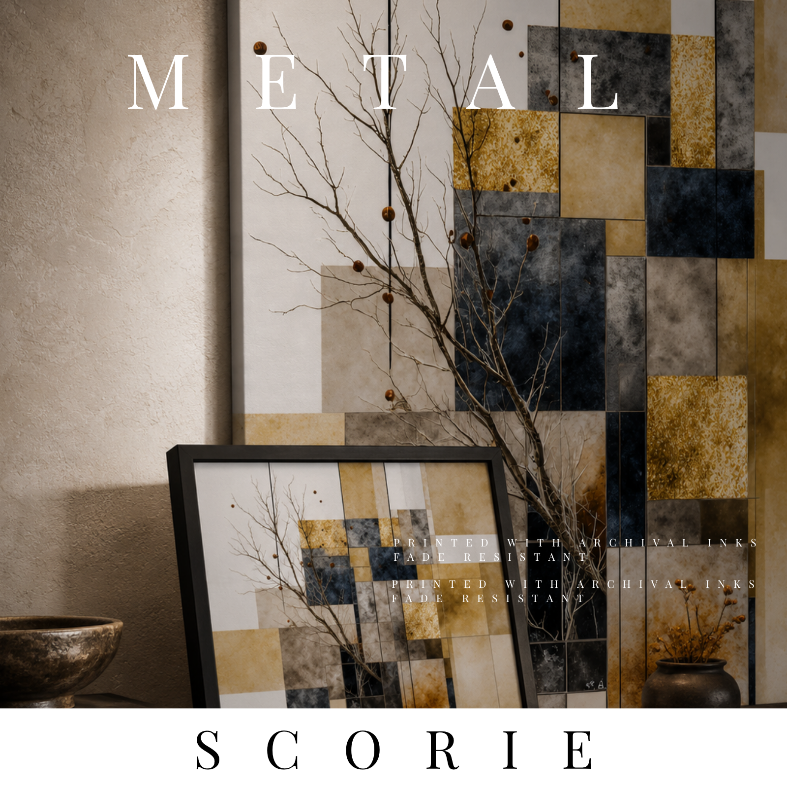 Scorie metal print shown in product view in 8 x 10 inch universal size