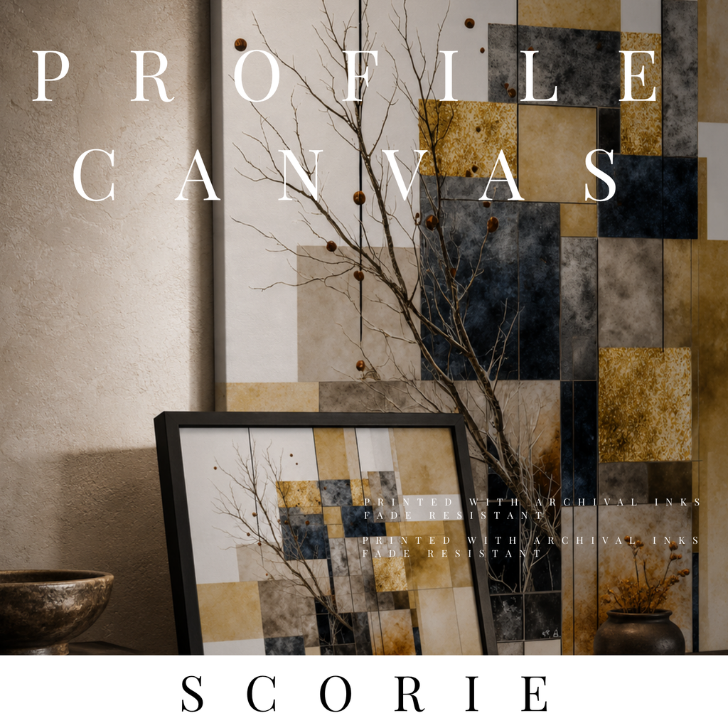 Scorie thin canvas print shown in product view in 8 x 10 inch universal size
