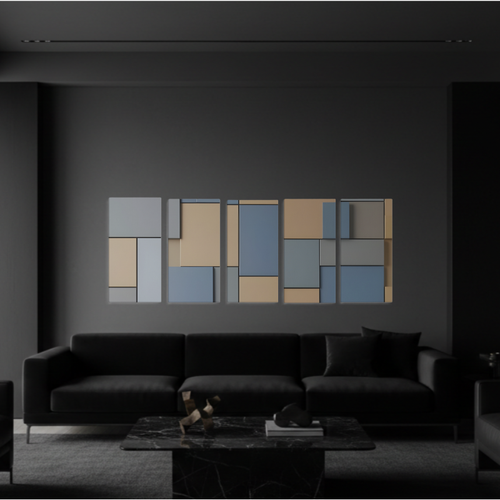 Bundle "Agate" Strata 1 | 5-Panel Signature Abstract Wall Art by MB Canvas