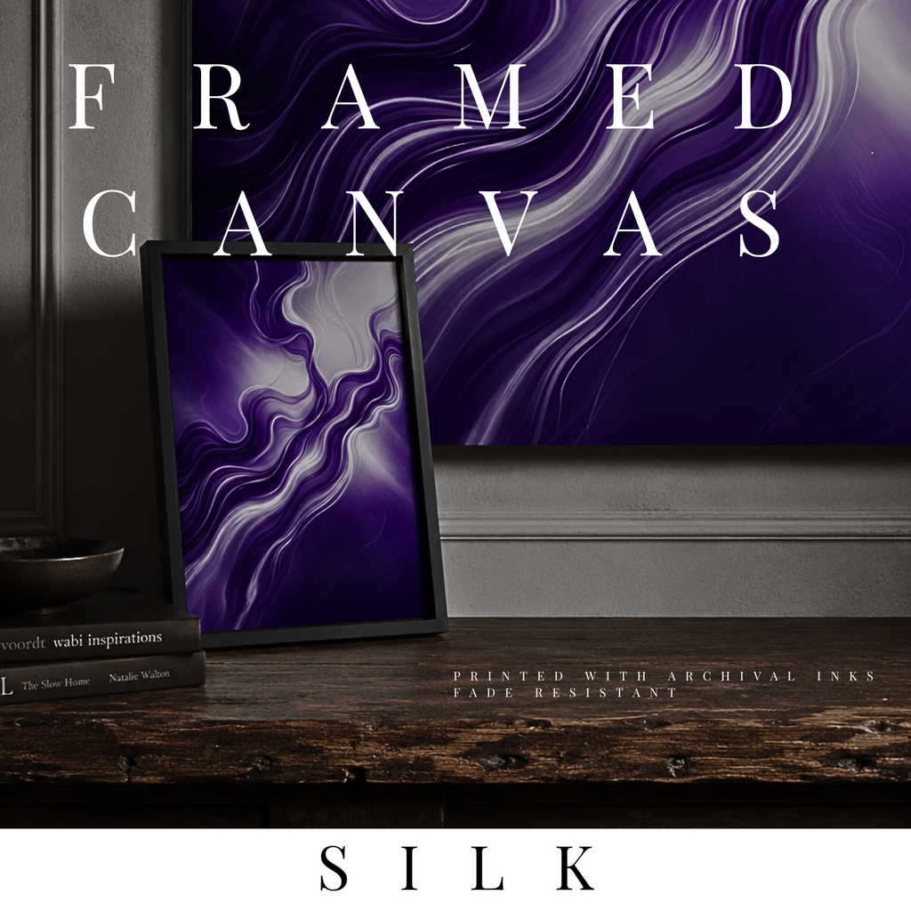 Silk framed canvas print shown in product view in black frame, 8 x 10 inch universal size